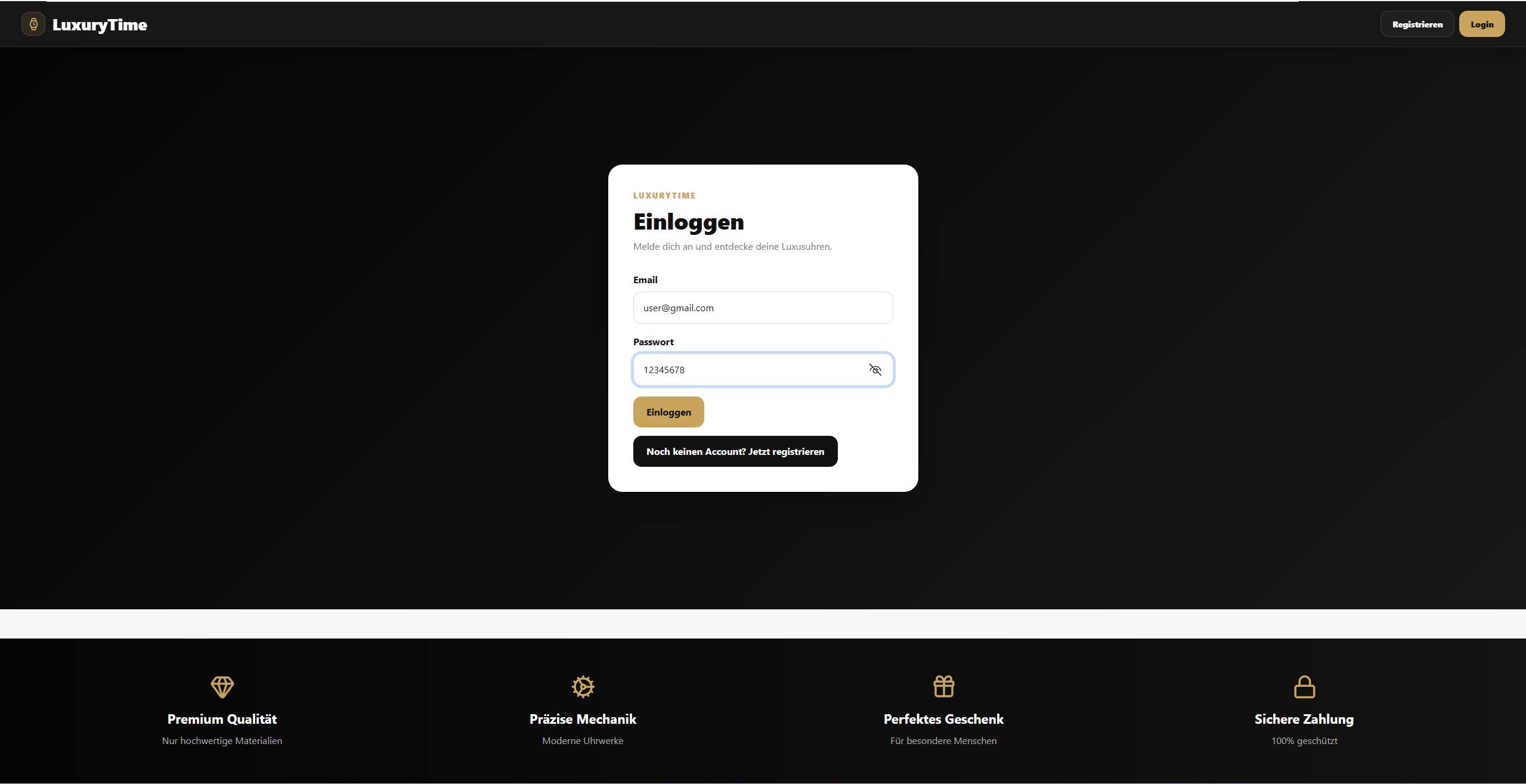 LuxuryTime e-commerce platform preview